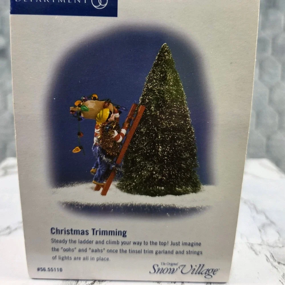 Department 56 Snow Village Christmas Trimming Man on Ladder 56.55110 Figurine
